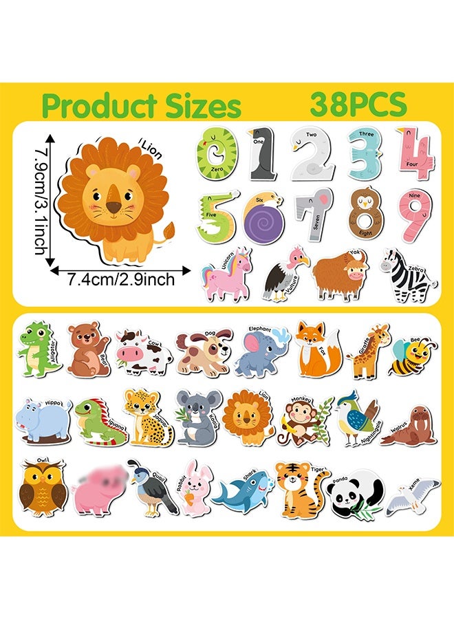 Wffo 38 PCS Cute Animal & Number Refrigerator Magnets, Large Size Strong Grip Full Magnet Backing, Decorative Fridge & Locker Magnets, Gift-Ready Home Decor Set for Kitchen, Office & Whiteboard - Educational Supplies Suitable for Spelling Learning for Toddlers and Preschoolers - Image 2